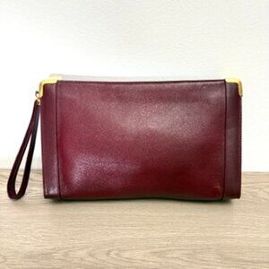 KORET VTG Genuine Leather Wristlet Clutch Oxblood Burgundy Gold Tone Hardware